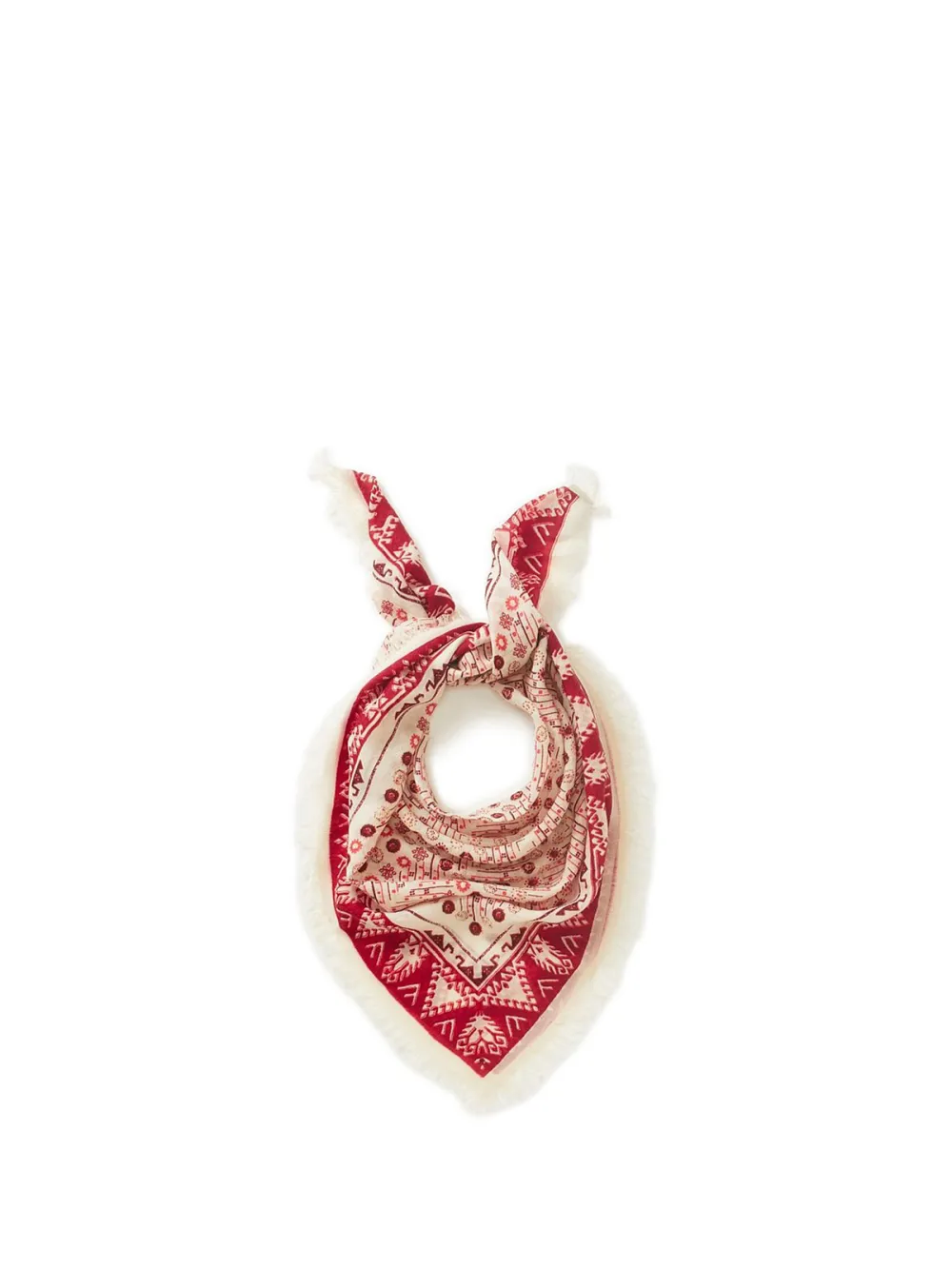 Red Ethnic Printed Square Scarf