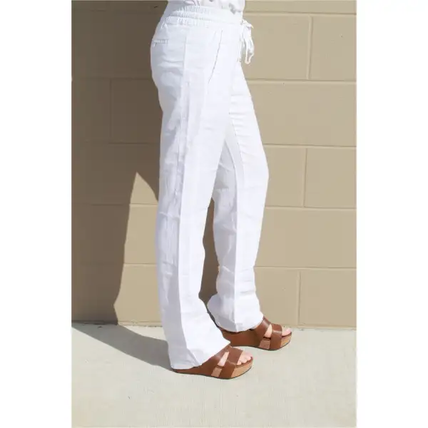 Modern Roomy Linen Blend Smocked Casual Pants