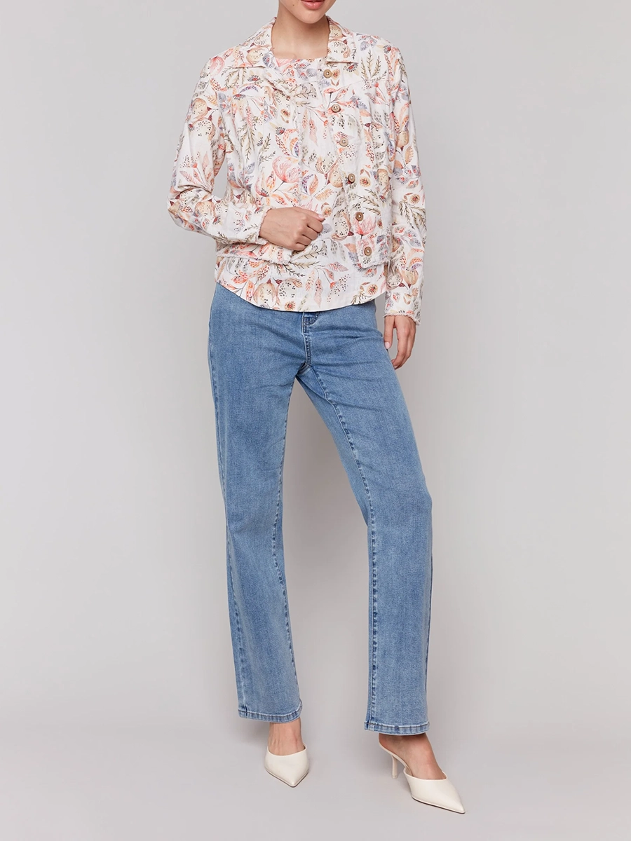 Women's Linen Jacket With Artistic Design