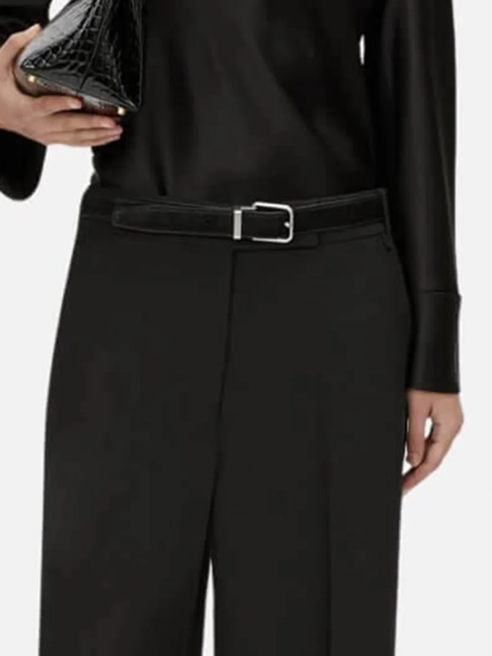Mid-Rise Pants with Belt Loops
