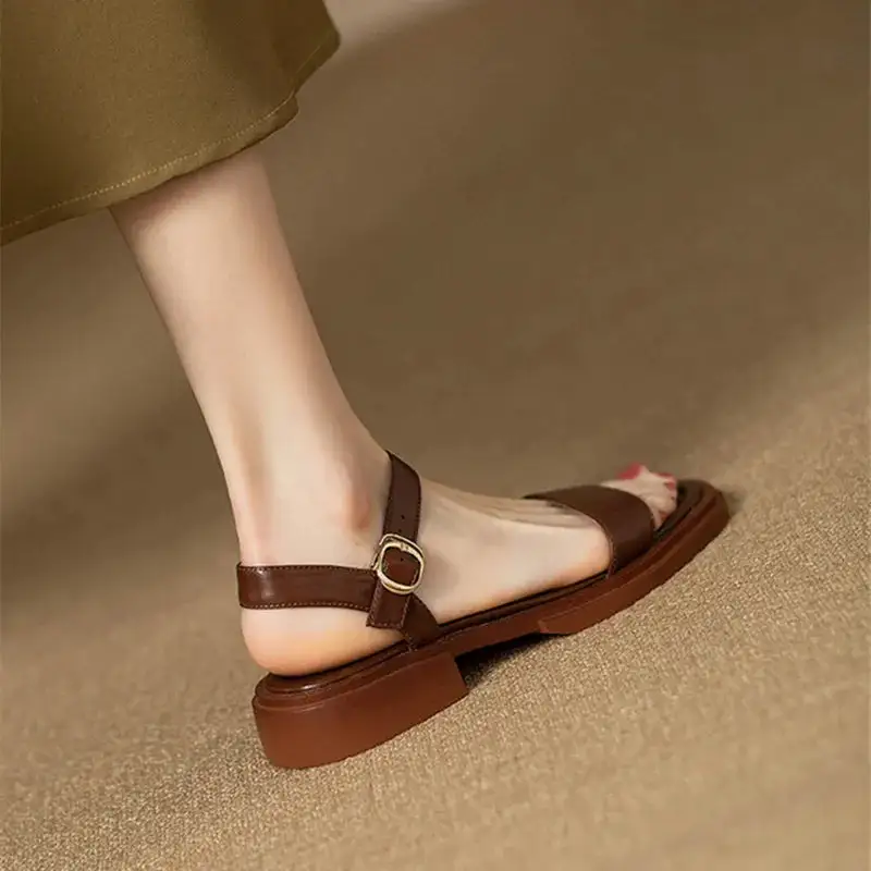 Wraparound Slingback Open-Toe Flat Sandals