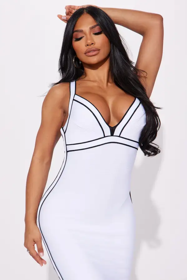 Country Club Bandage Midi Dress - White/Black