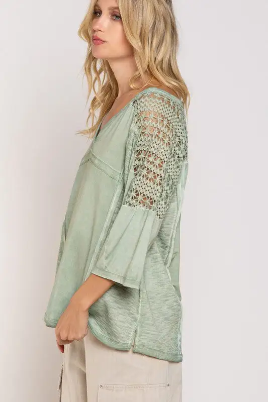 Feminine Boho Crochet Sleeve Top | URBAN ECHO SHOP