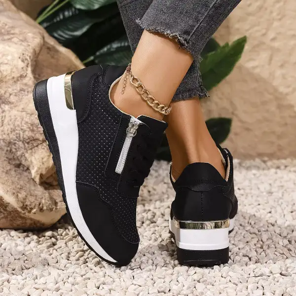 Relaxed Lace-Up Wedge Sneakers