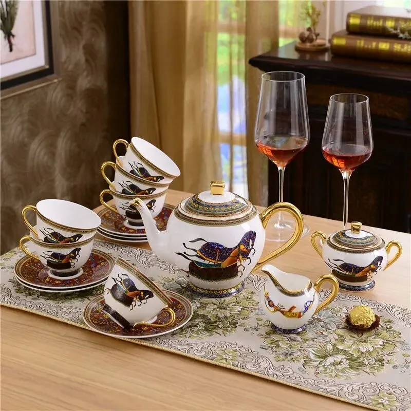 15 Piece War Horse Ceramic Coffee Set