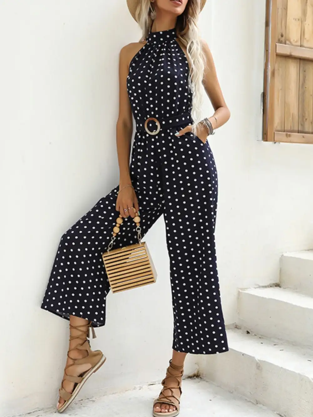 Modern Wide Leg Halter Jumpsuit