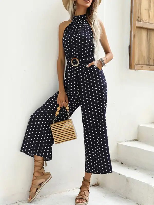 Modern Wide Leg Halter Jumpsuit
