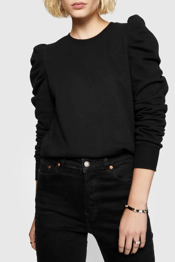 Black Leg Of Mutton Sleeve Hoodie