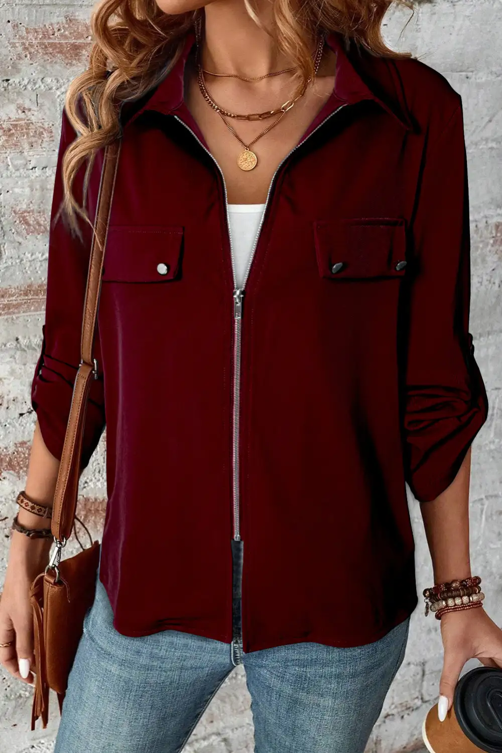 Zip Front Collared Jacket