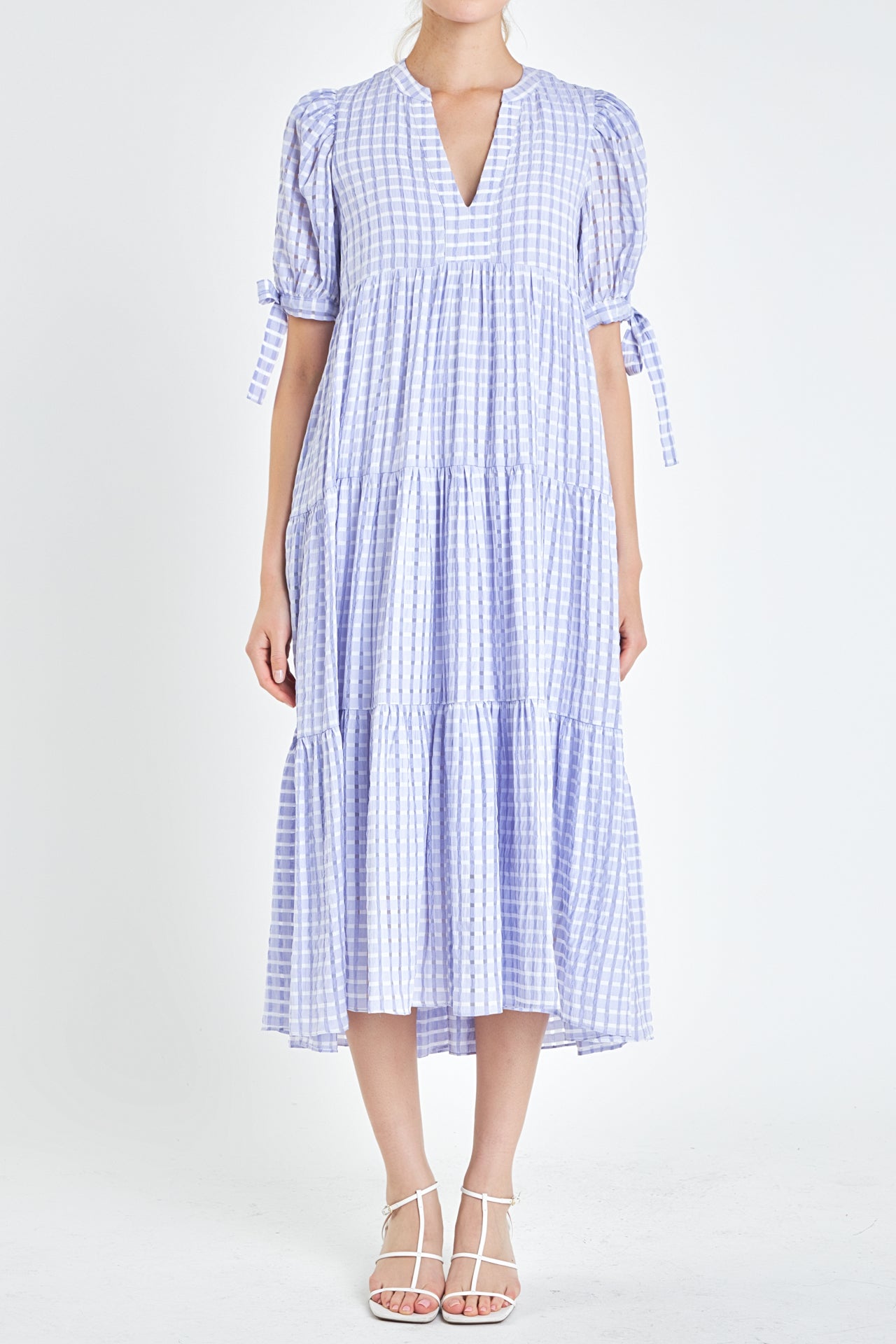 Gingham Tiered Midi Dress