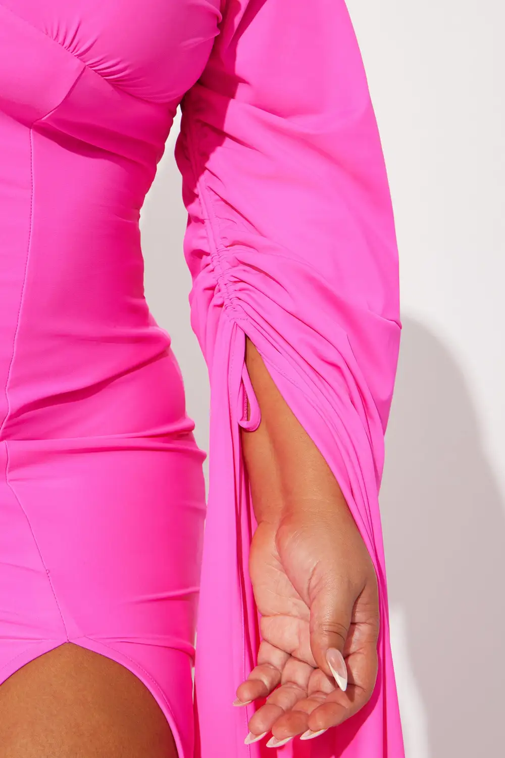 Shanghai Long Sleeve Maxi Dress - Hot Pink