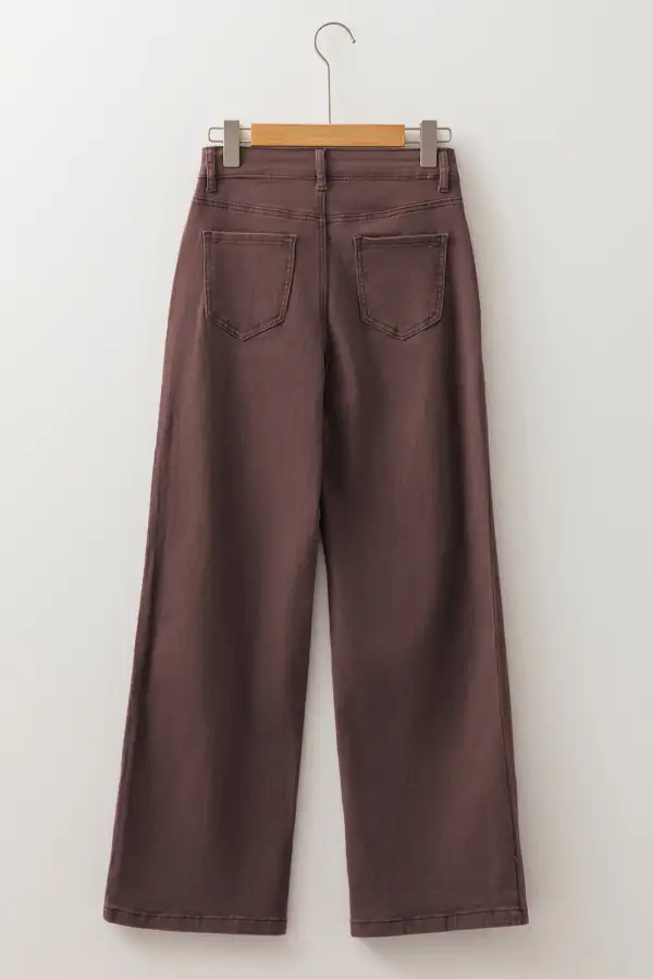 Loose High Waist Straight Solid Jeans