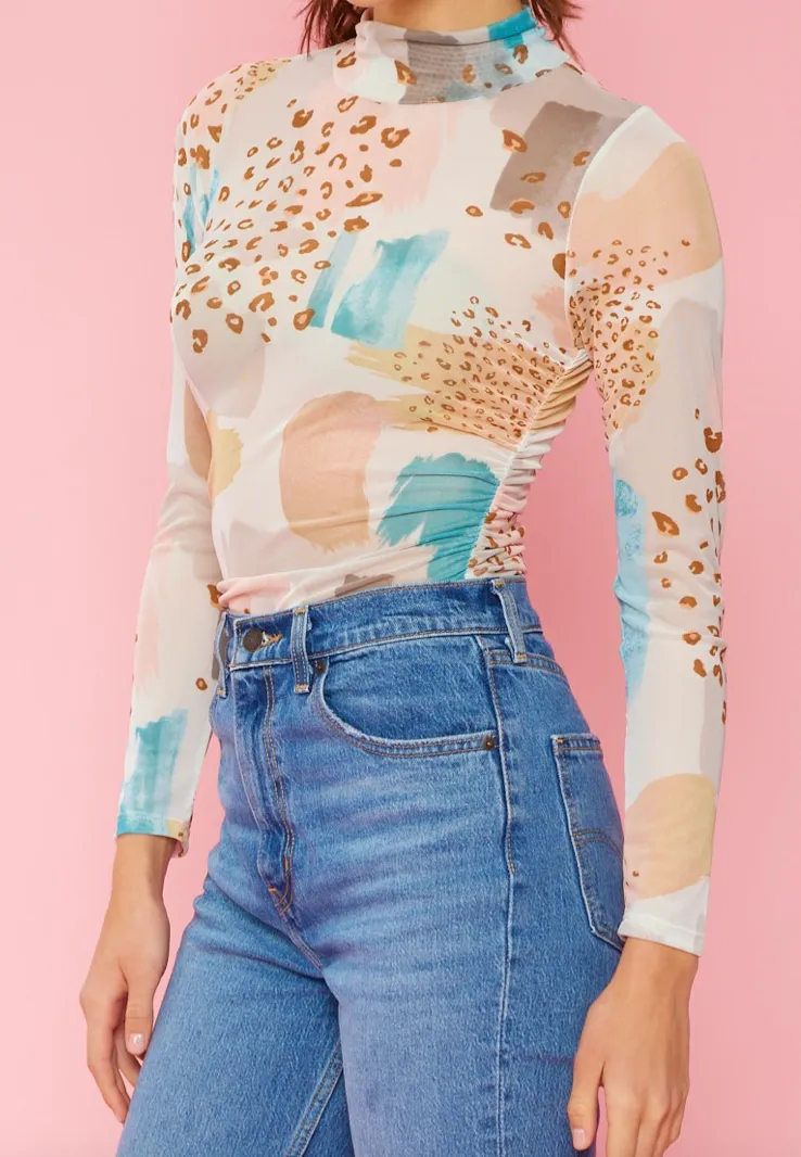 Animal Print Printed Bodysuit Graphic Tee