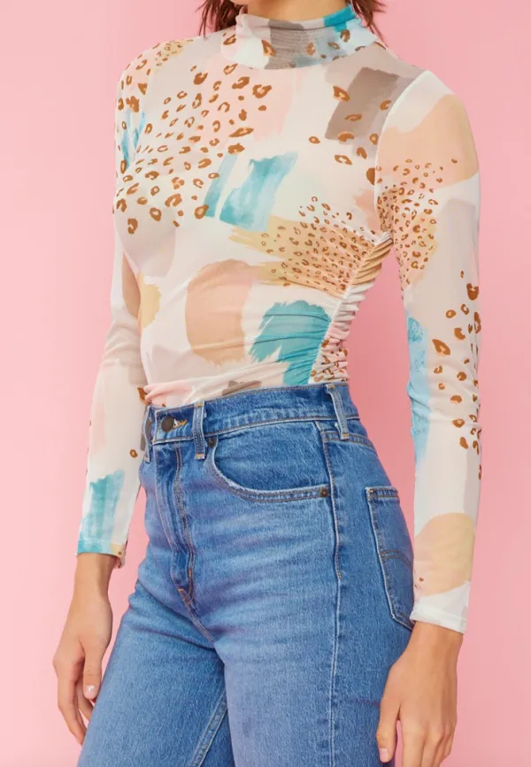 Animal Print Printed Bodysuit Graphic Tee