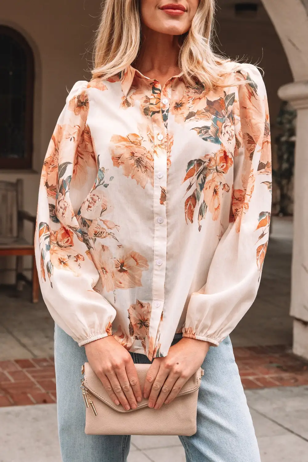 Everyday Floral Puff Sleeve Shirt Blouse