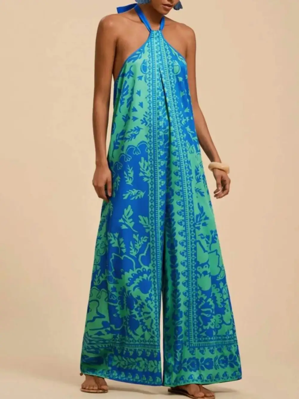 Polished Wide Leg Halter Jumpsuit