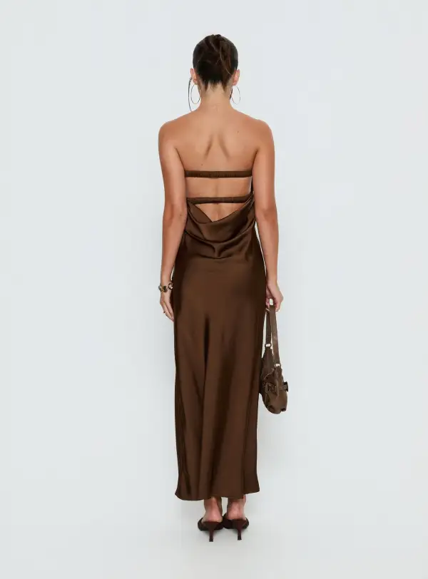 Satin Look Strapless Maxi Dress