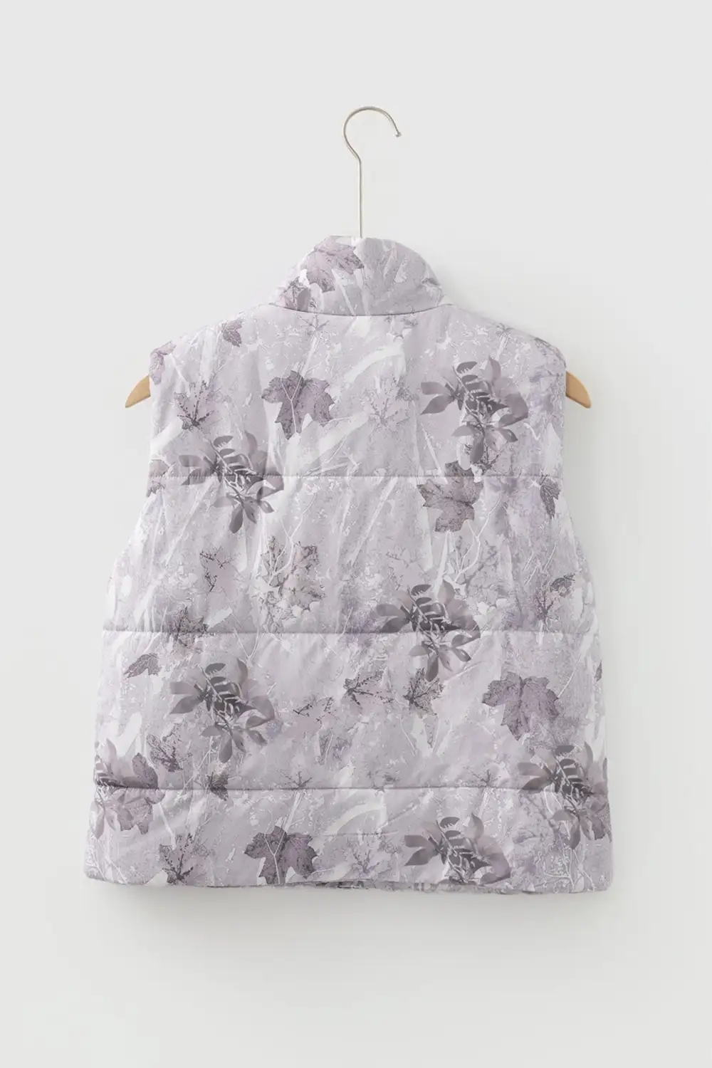 Camo Leaf Print Puffer Vest