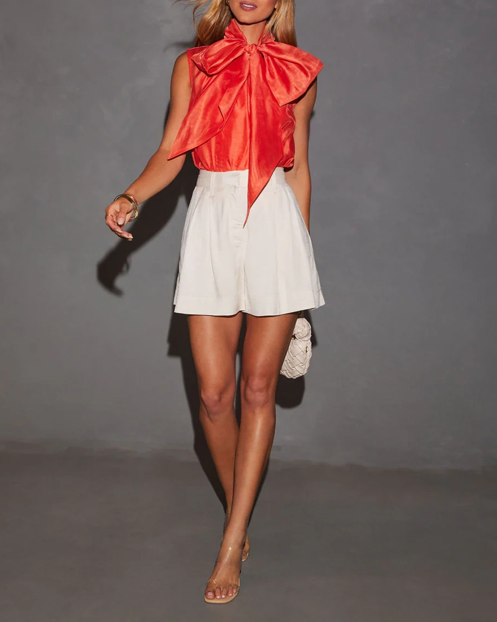 Karissa Sleeveless Organza Oversized Bow Blouse