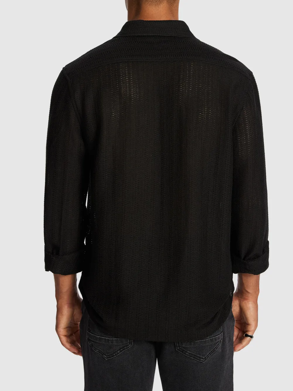 Black Knit Long Sleeve Shirt