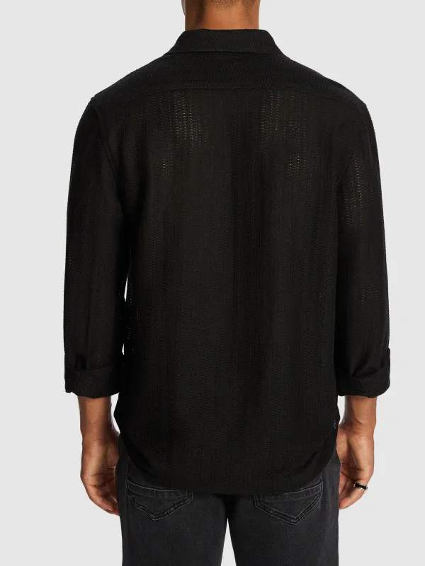 Black Knit Long Sleeve Shirt