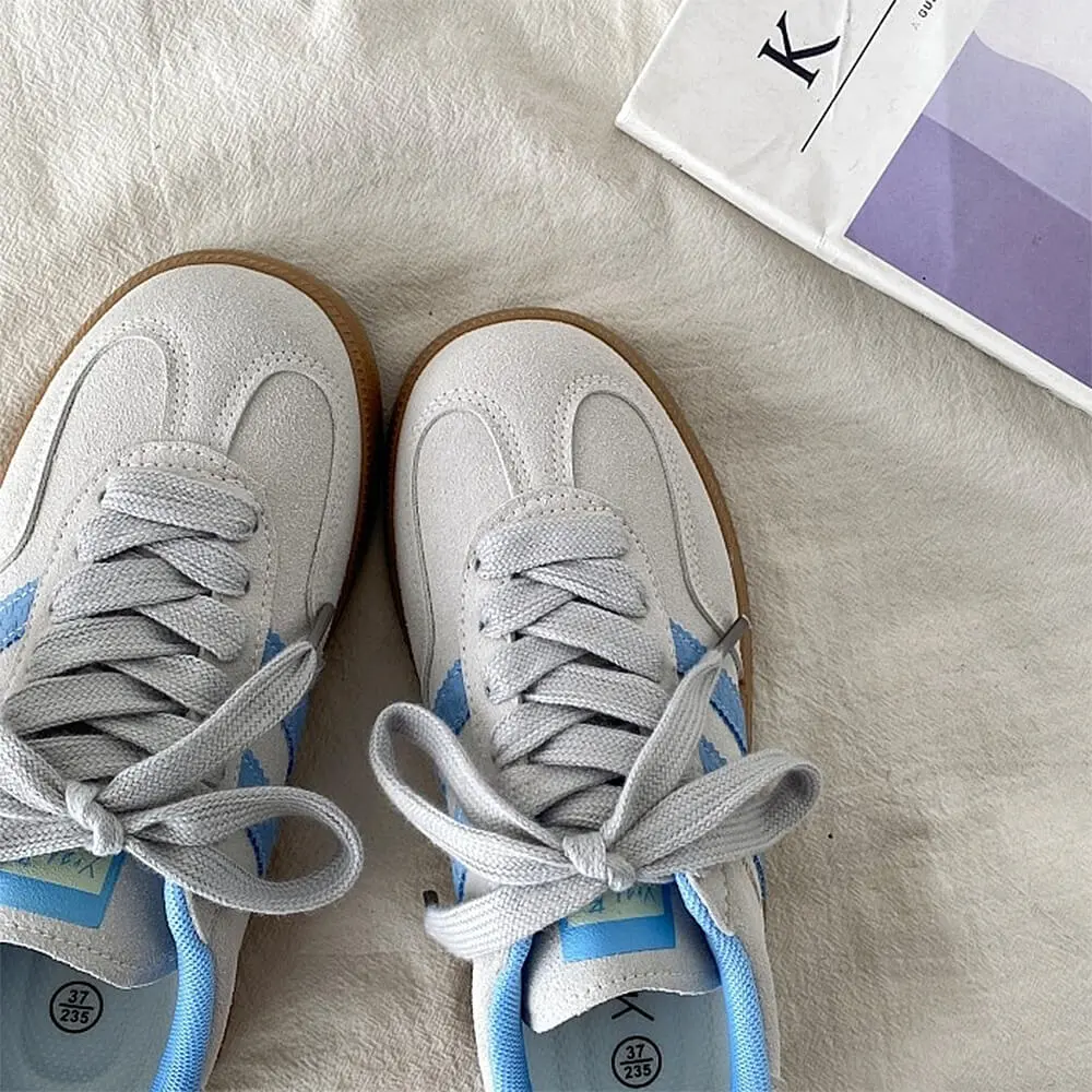 Light Grey & Blue Stripe Sneakers