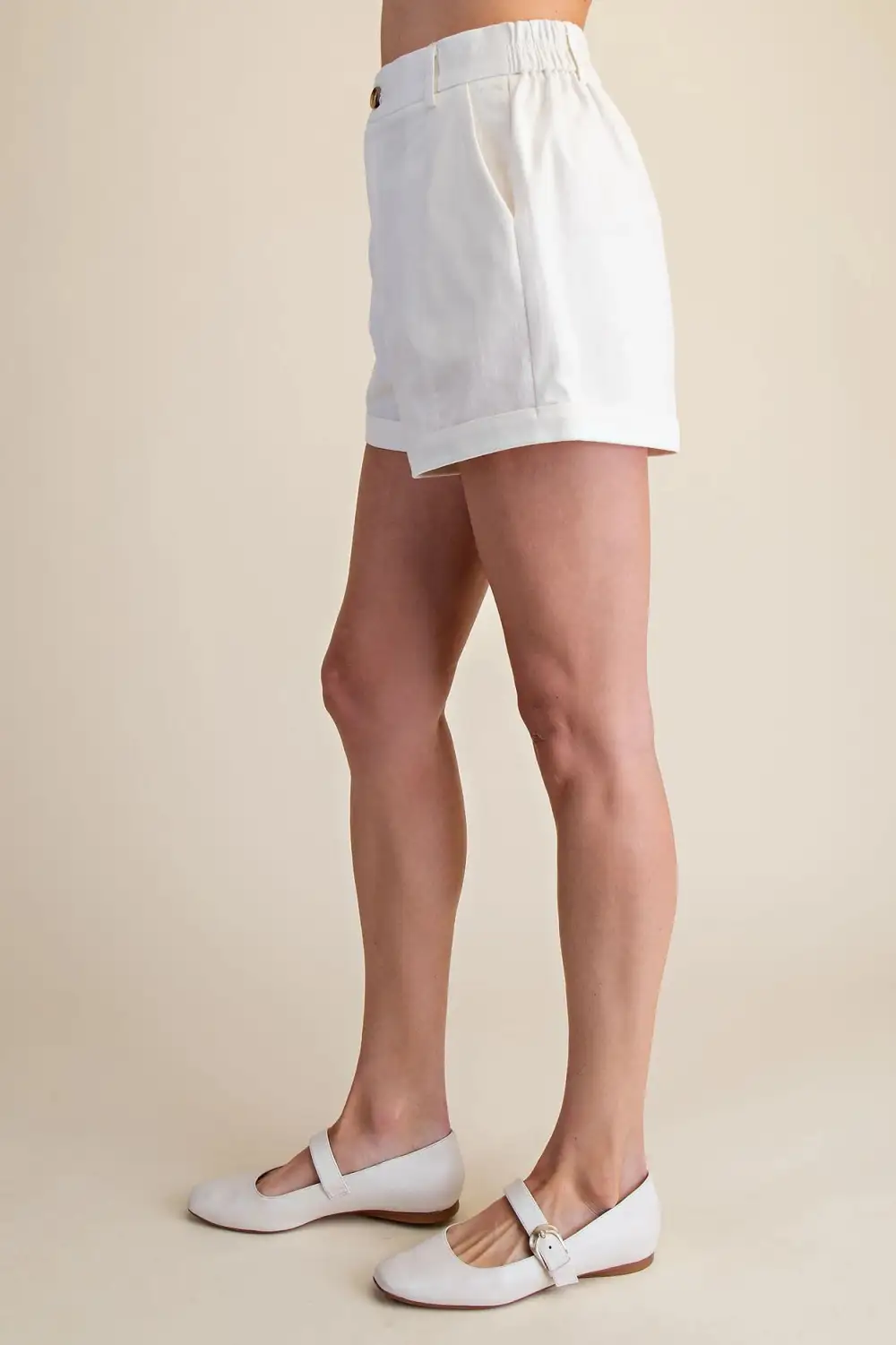 Roomy High Waist Button Detail Casual Shorts