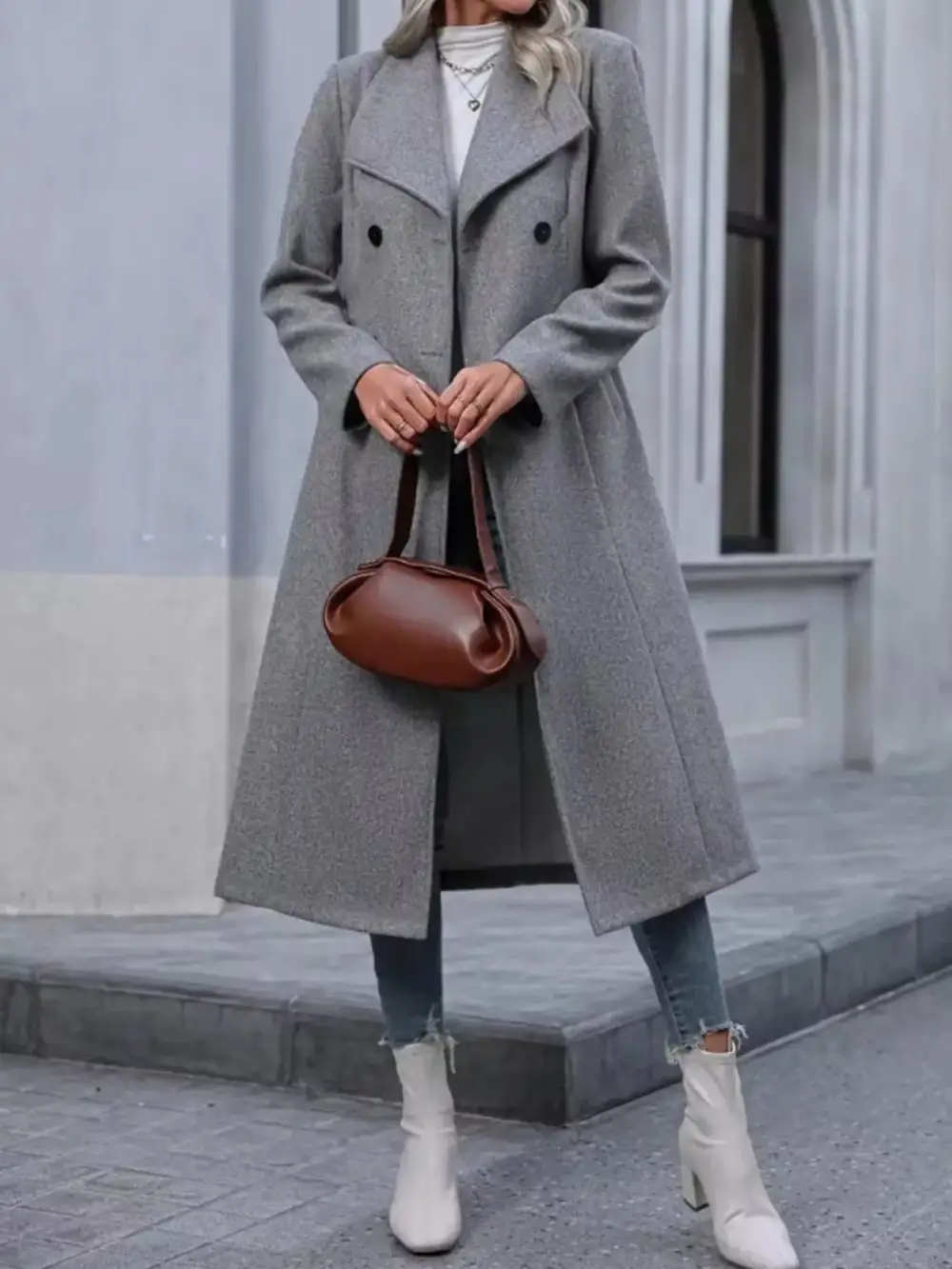 Double-breasted Longline Overcoat Jacket