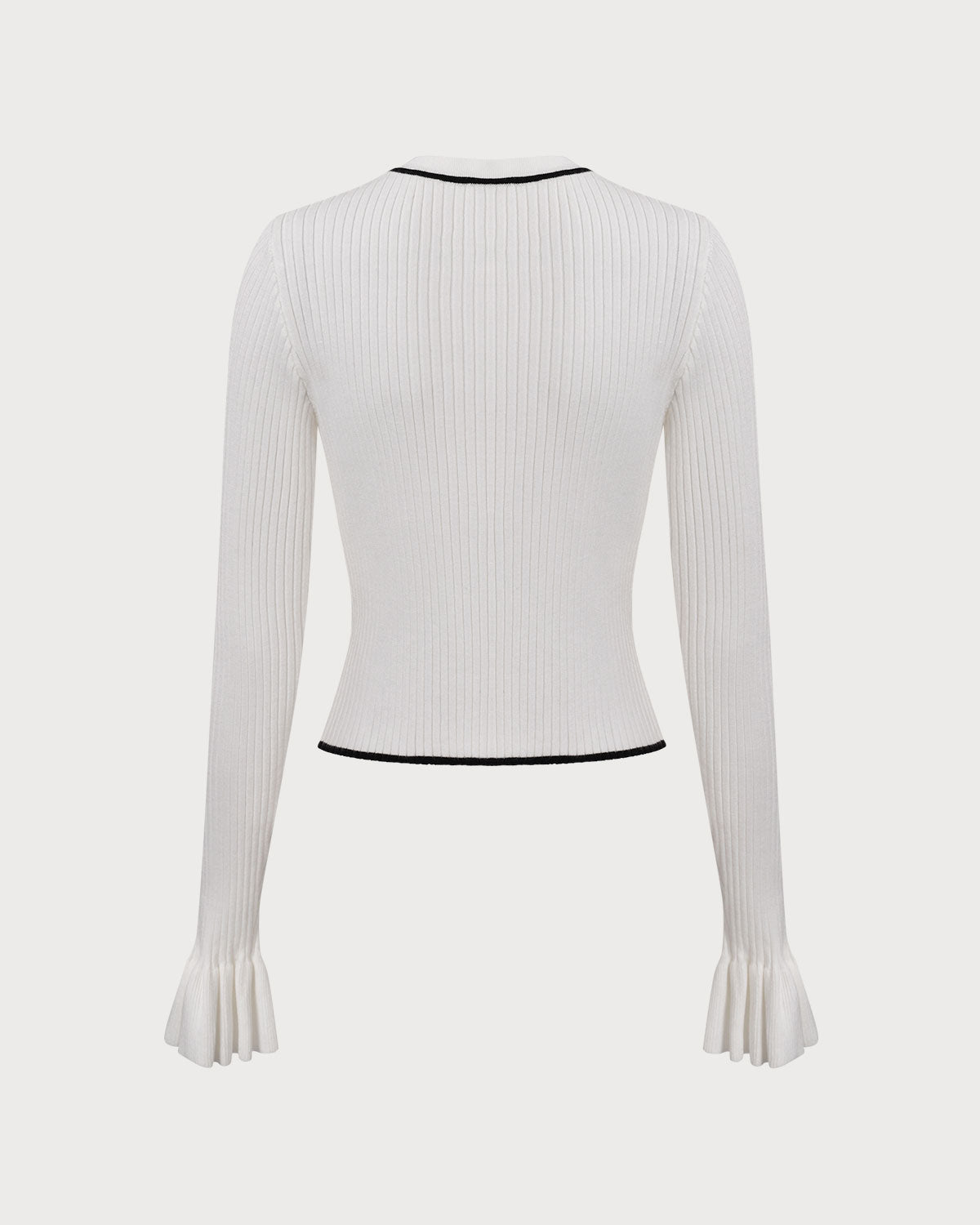 Women's White Contrasting Knit Top