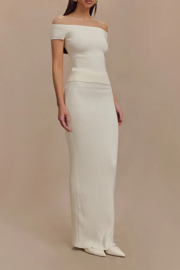 Ribbed Skinny Knit Maxi Skirt