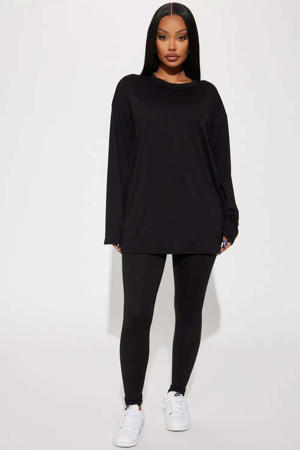 Weekend Vibes Long Sleeve Set - Black