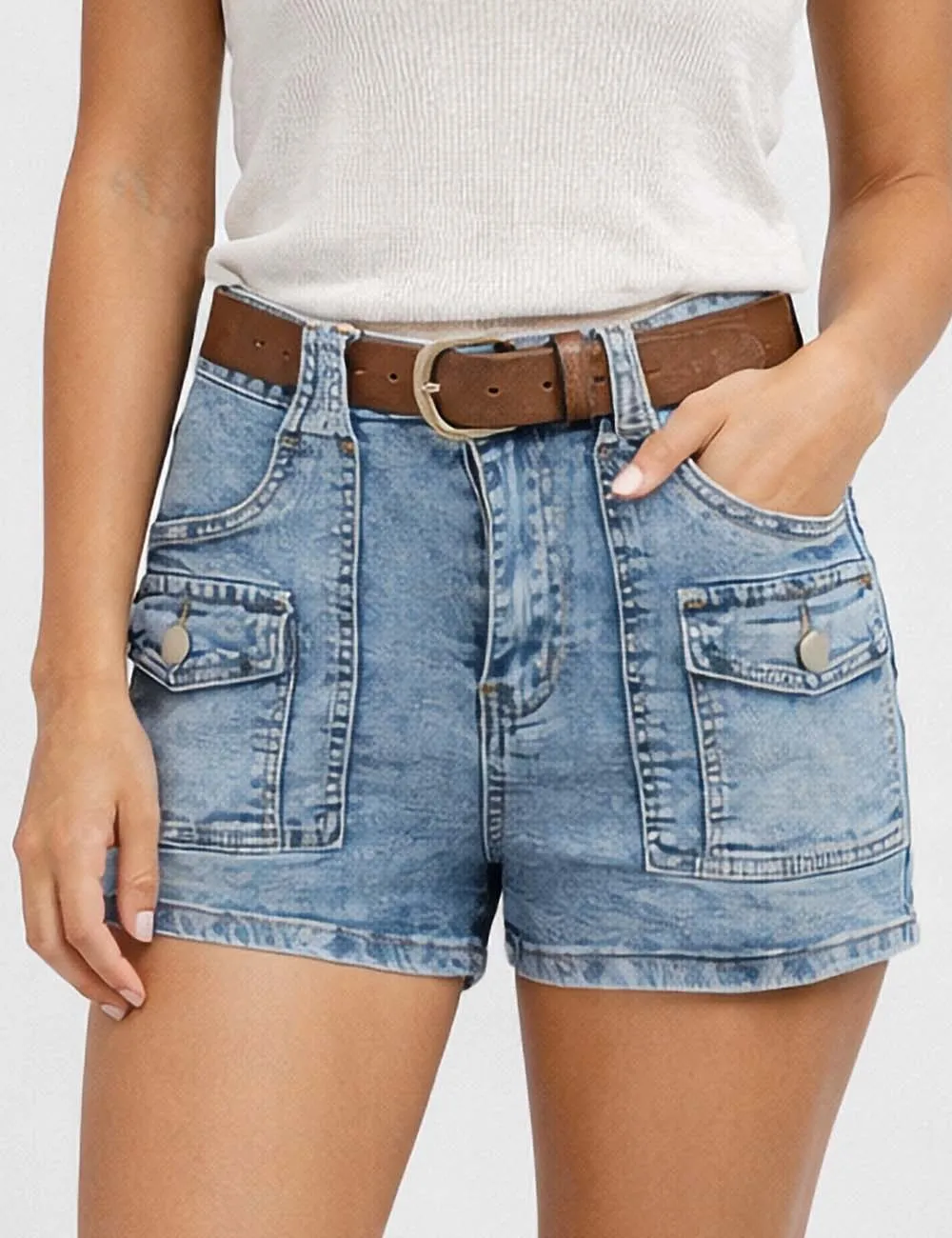 Cargo Pocket Denim Shorts