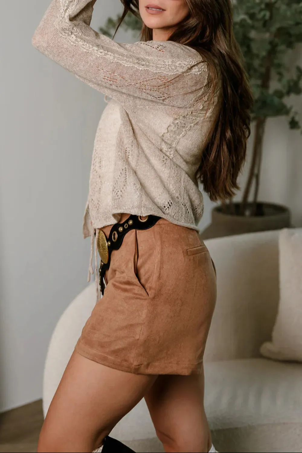 Front Tie Long Sleeve Cardigan