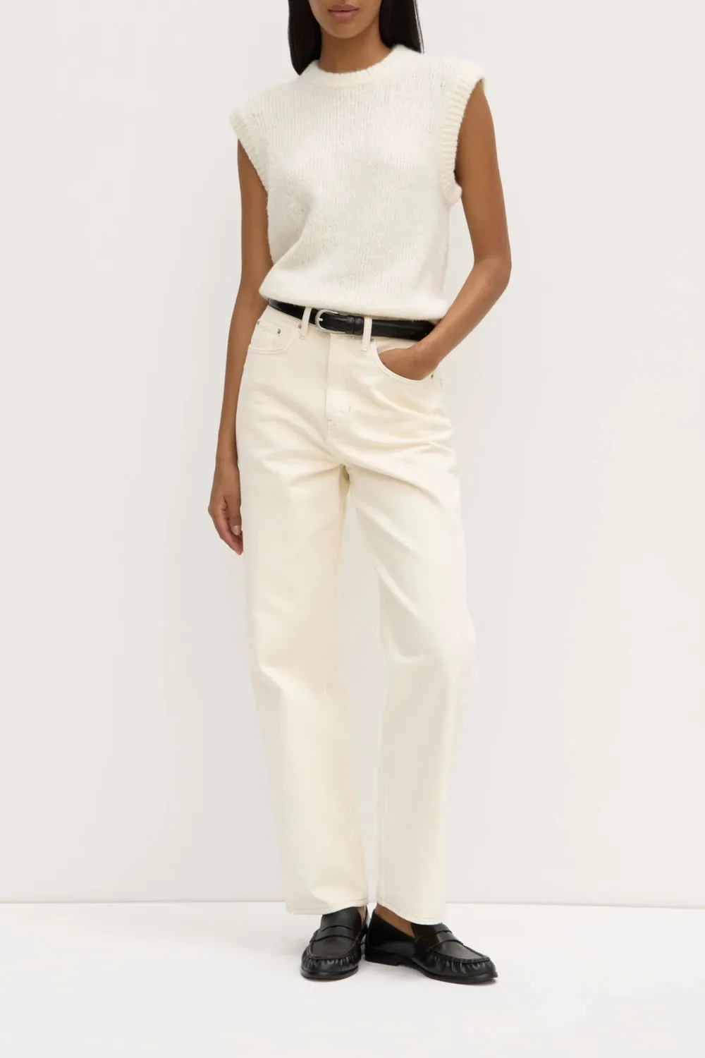 Camel Wool Ribbed Border Vest