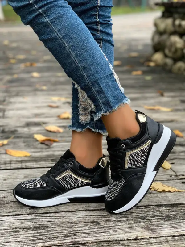 Lace Wedge Sneakers