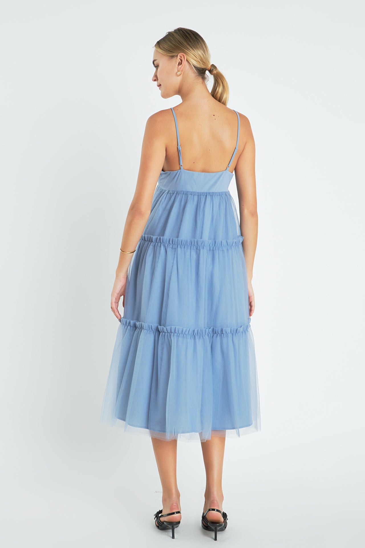 Tulle Contrast Midi Dress