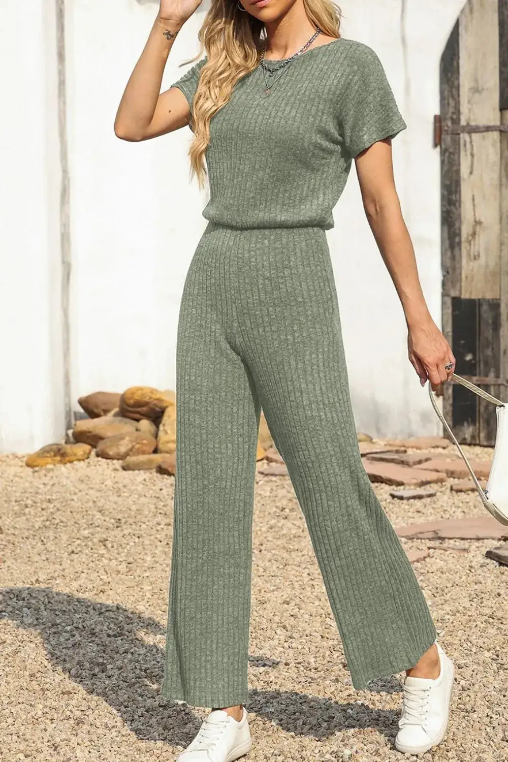Everyday Ribbed Wide Leg Jumpsuit