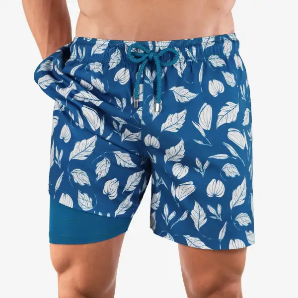 Blue Mid-Length Hybrid Short
