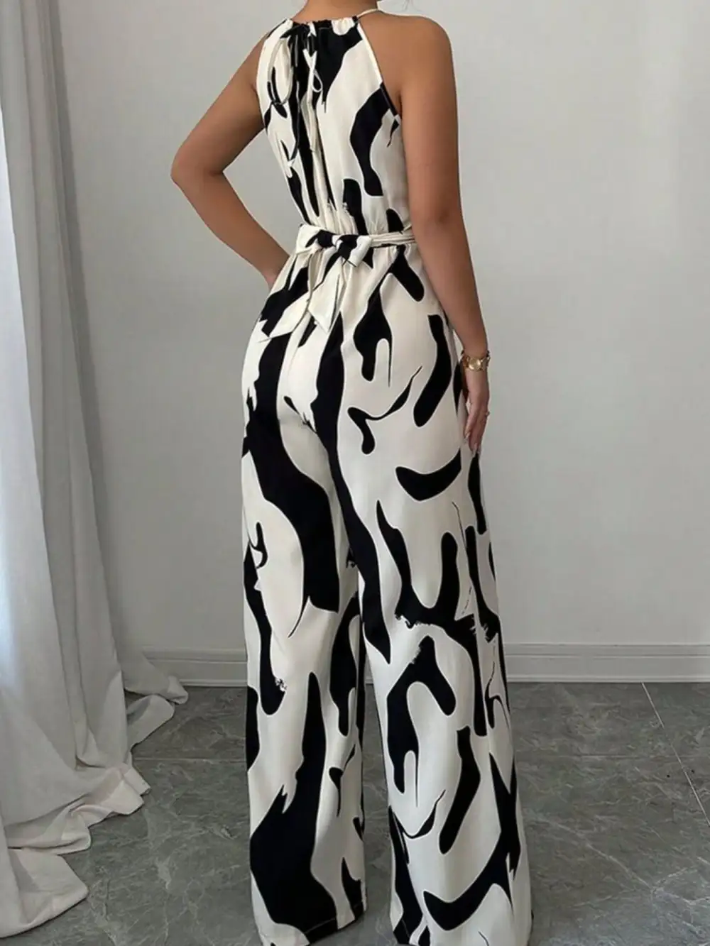 Wide Leg Abstract Jumpsuit
