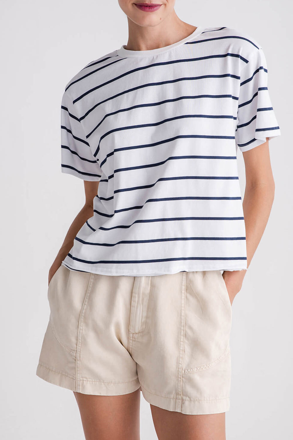 Thread and Supply Katelin Stripe Tee - whitenavy stripe