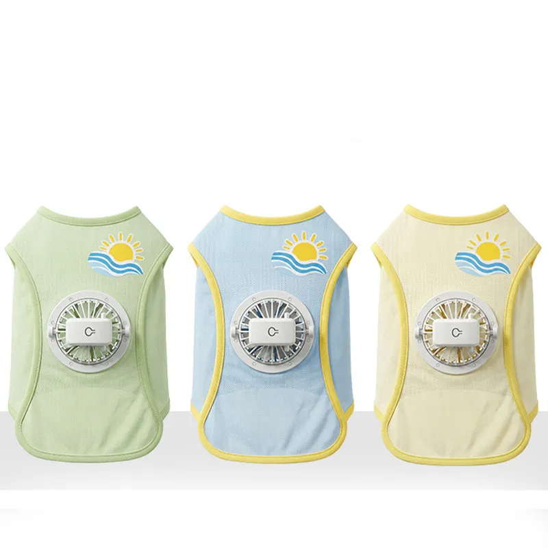 2026 New Model Fan Dog Clothes Cooling Vest Summer Sun Protection Thin Breathable Pet Clothing for Small and Medium-Sized Dogs