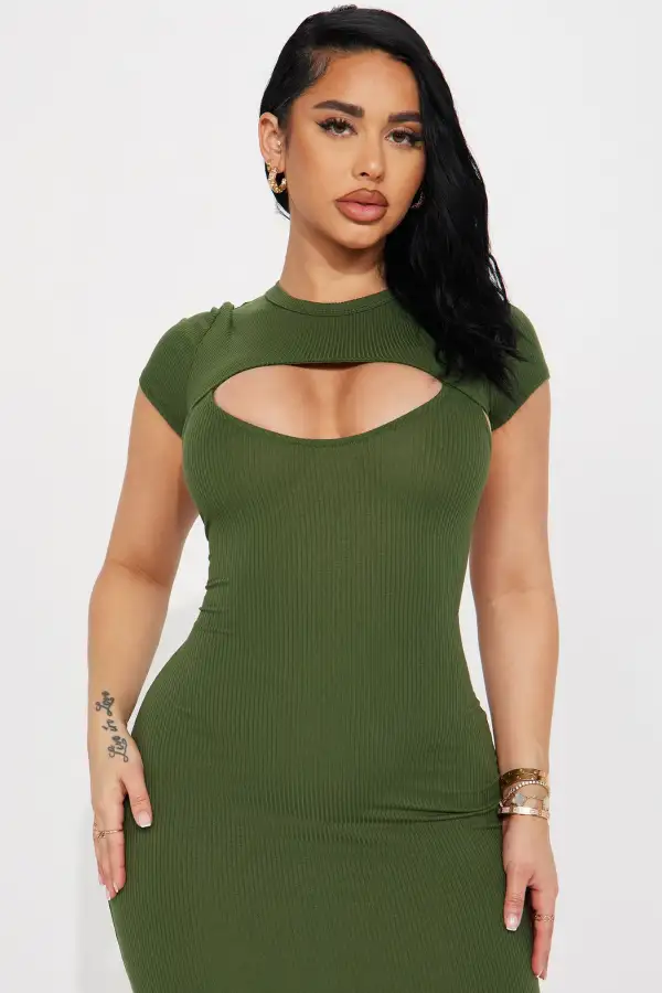 Sugar Fly Midi Dress - Olive