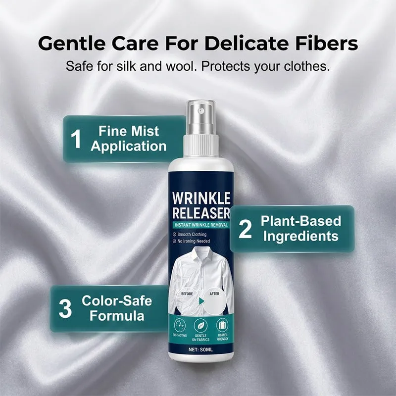 Instant wrinkle release – no iron, travel-ready, static-free & fresh.