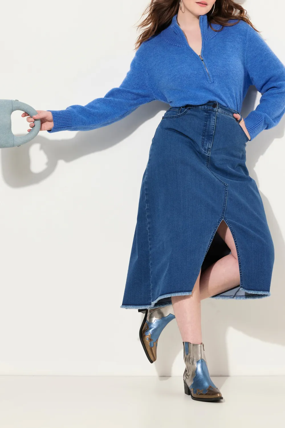Five Pocket Rolled Hem Skirt