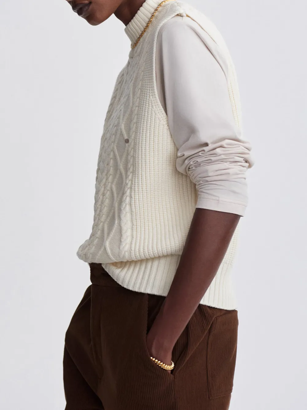 Argyle Pattern Roll Neck Vest