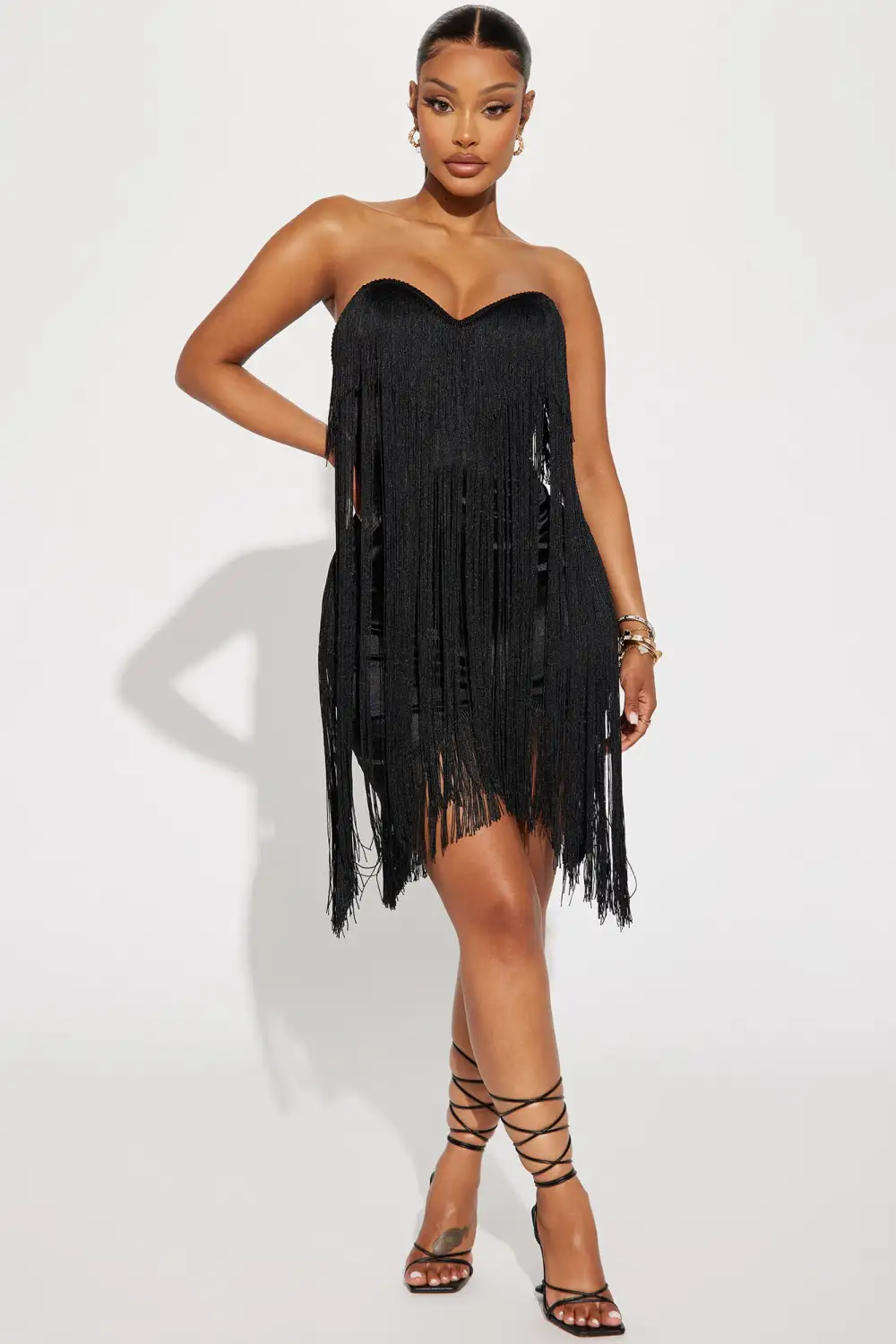 Farrah Fringe Mini Dress - Black