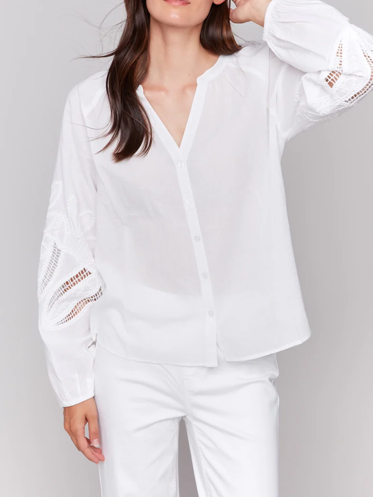 Drape Smooth Cotton Art Cut-Out Shirt