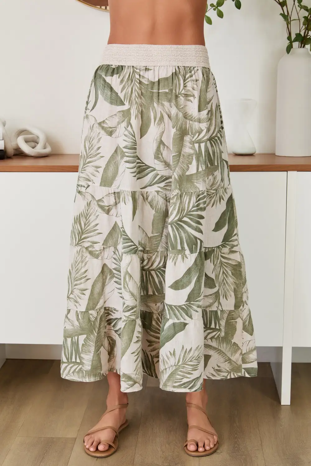 Linen Tiered Maxi Skirt