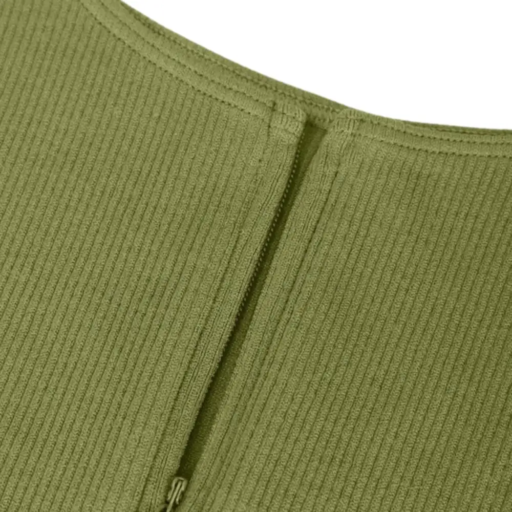 Ribbed Zip Front Sleeveless Bodysuit