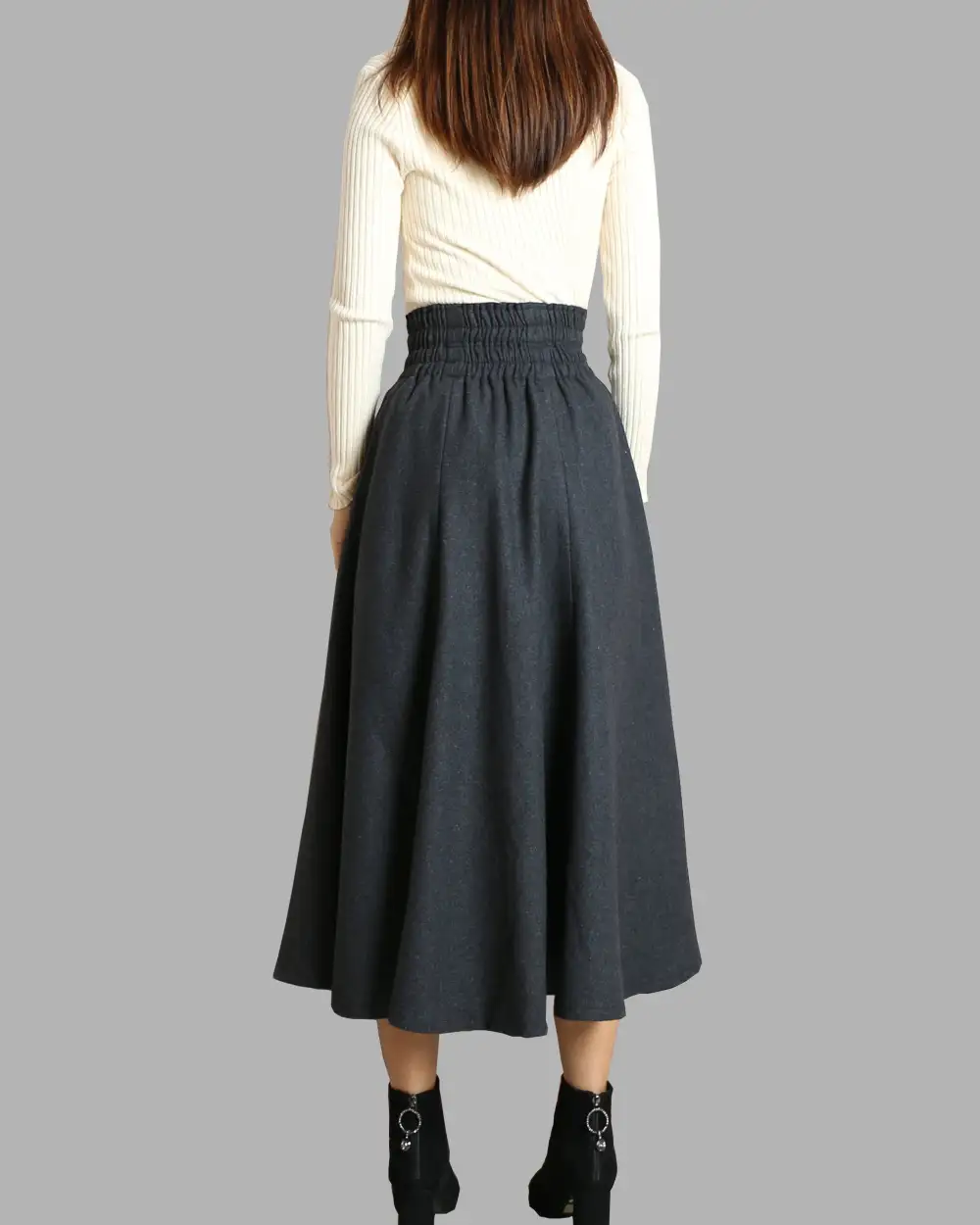 Soft Pocketed Wool Flared Maxi Skirt